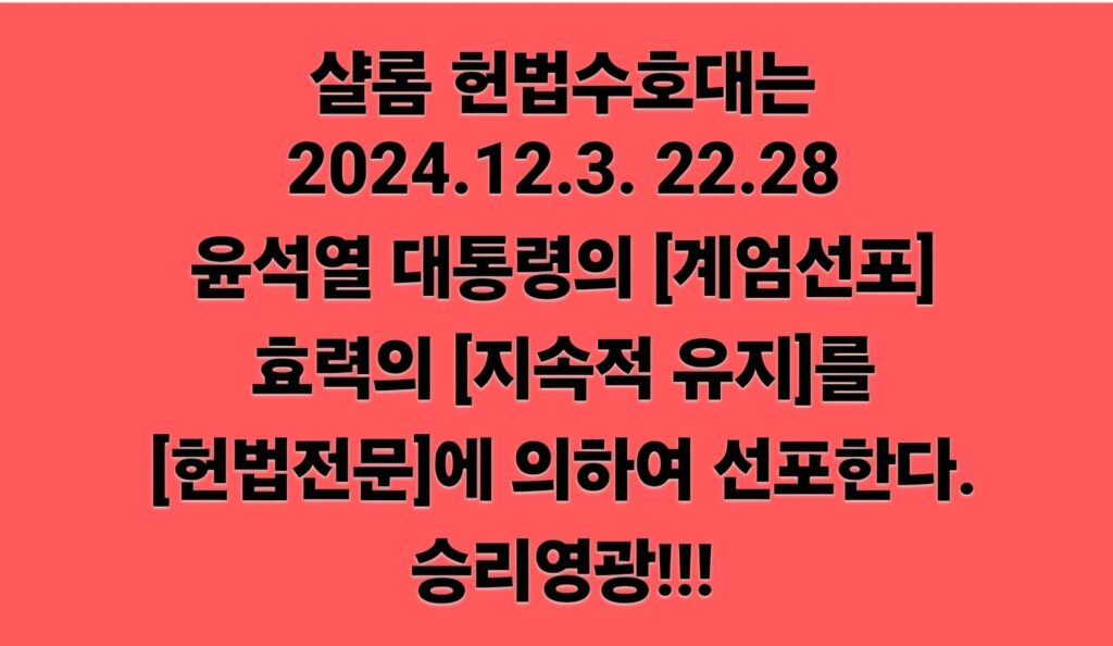 헌법수호대 윤대통령님 계엄령 적극지지